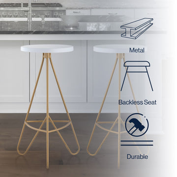 Trinity 30" Modern Industiral Iron Tripod Backless Bar Stool - JONATHAN Y